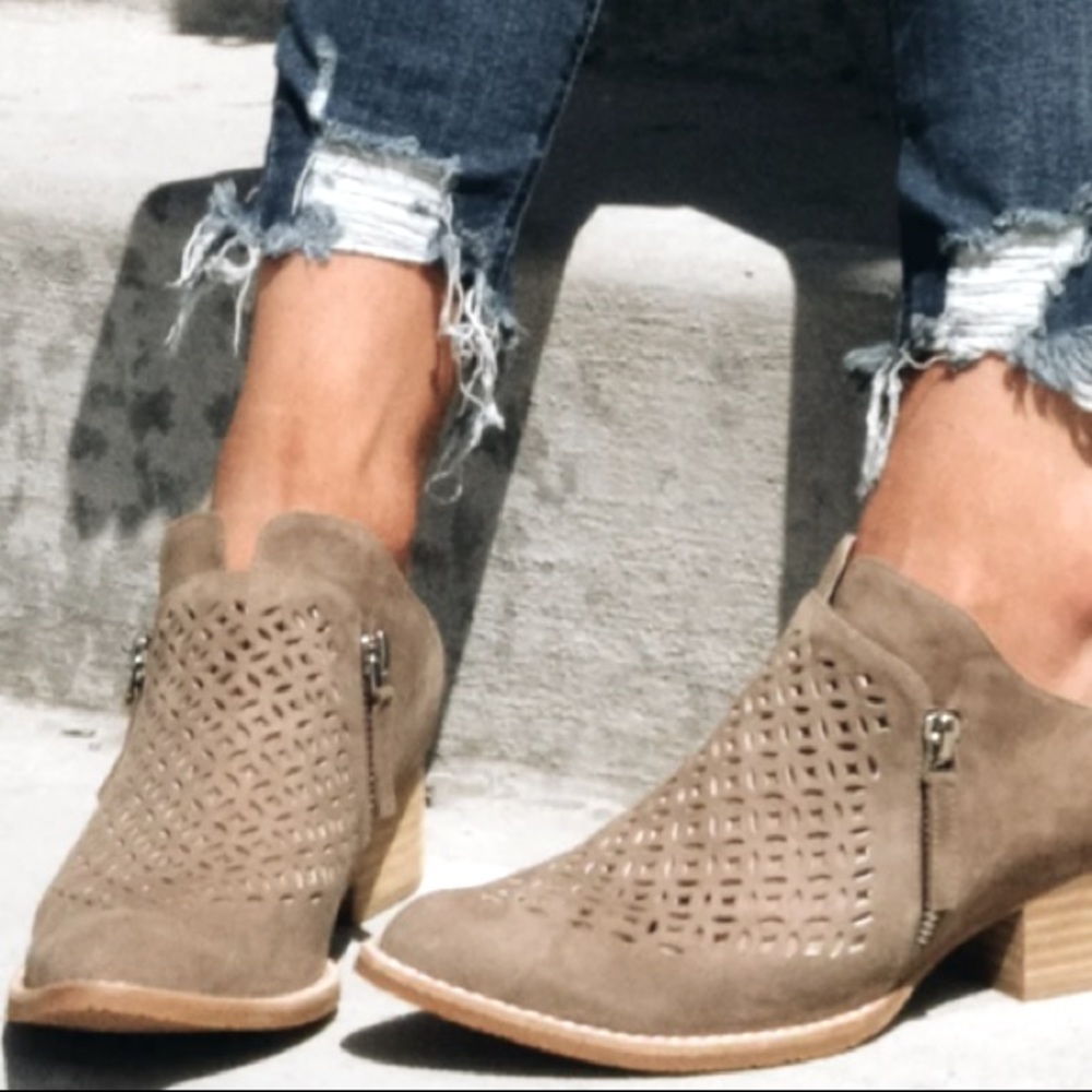 Genuine Suede Leather Ankle Booties BNIB